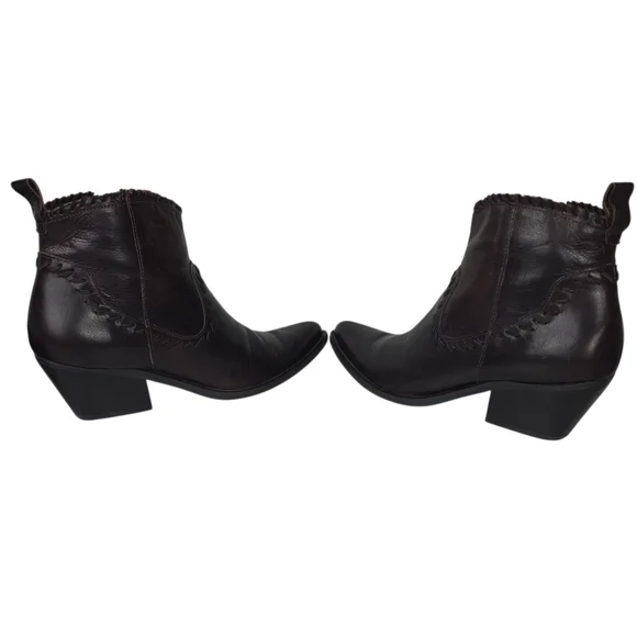 GIANNI BINI Leather Dandy Brown Western Style Booties size 7 - Picture 5 of 13